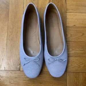 The Adele Ballet Flat in Lizard Embossed Leather / 7H Medium / Morning Mist.
